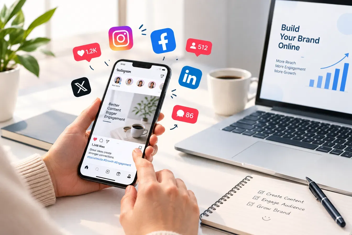 Social media content being created for Instagram, Facebook and LinkedIn