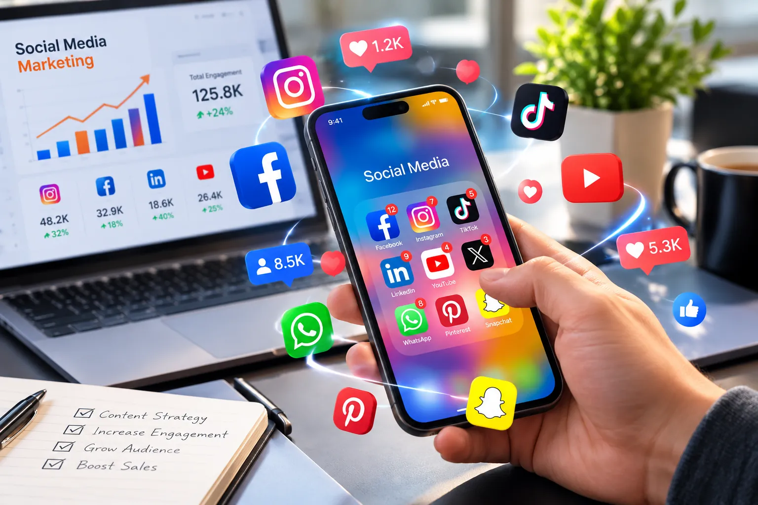 Social media management on a smartphone