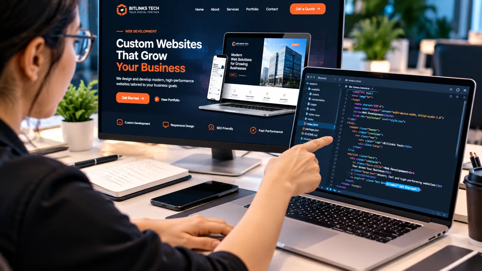 Custom business website being built for a Leeds business